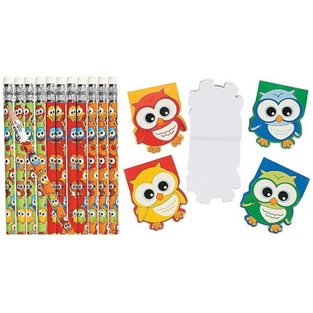 hoot owl  birthday  party  favor pack 12 pencils 12 owl  