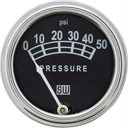 Stewart Warner 82207 Std 2-1/16 In. Oil Pressure Gauge, Mech, 0-50 PSI