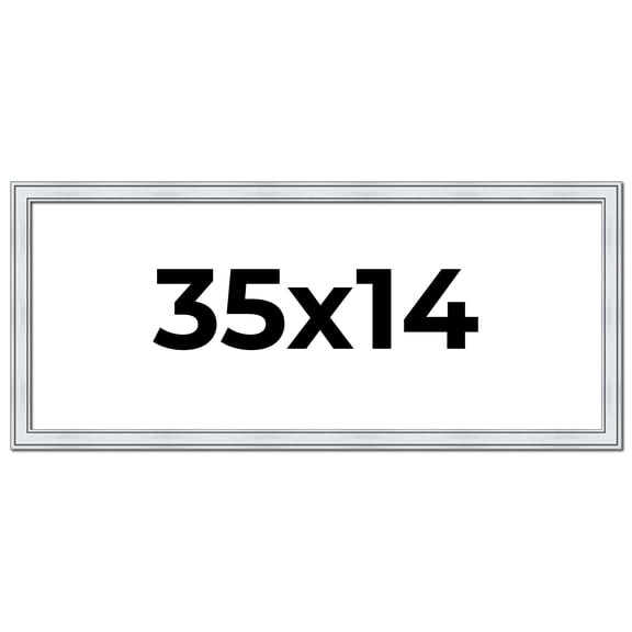 35x14 Frame Sterling Silver Solid Wood Picture Frame | 1.25 Inch Moulding Width | 0.75 Inch