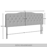 Castle Place Upholstered Tufted Headboard, Light Blue Velvet, King