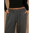 thumbnail image 6 of Women'S Wide Leg Sweatpants Baggy Drawstring High Waisted Joggers Lounge Sweat Pants with Pockets Carbon Grey XL, 6 of 9