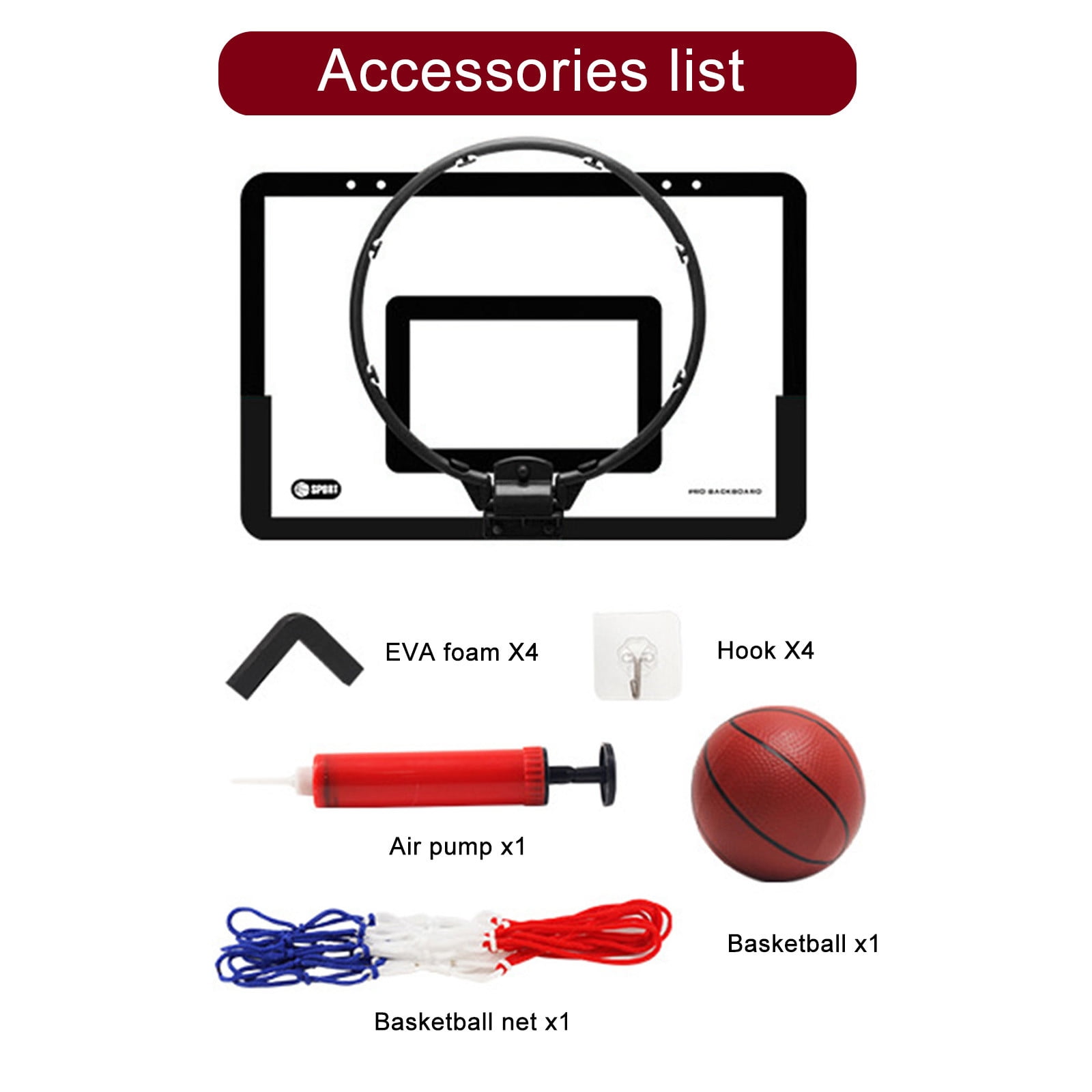Sports Mini Basketball Hoop, Indoor Over The Door Mini Hoop + 1 Basketball Set, Easy Install, Portable, Perfect for Home, Bedroom, Office, Xmas Birthday Gift for Kids Boys Girs 10 Ages+