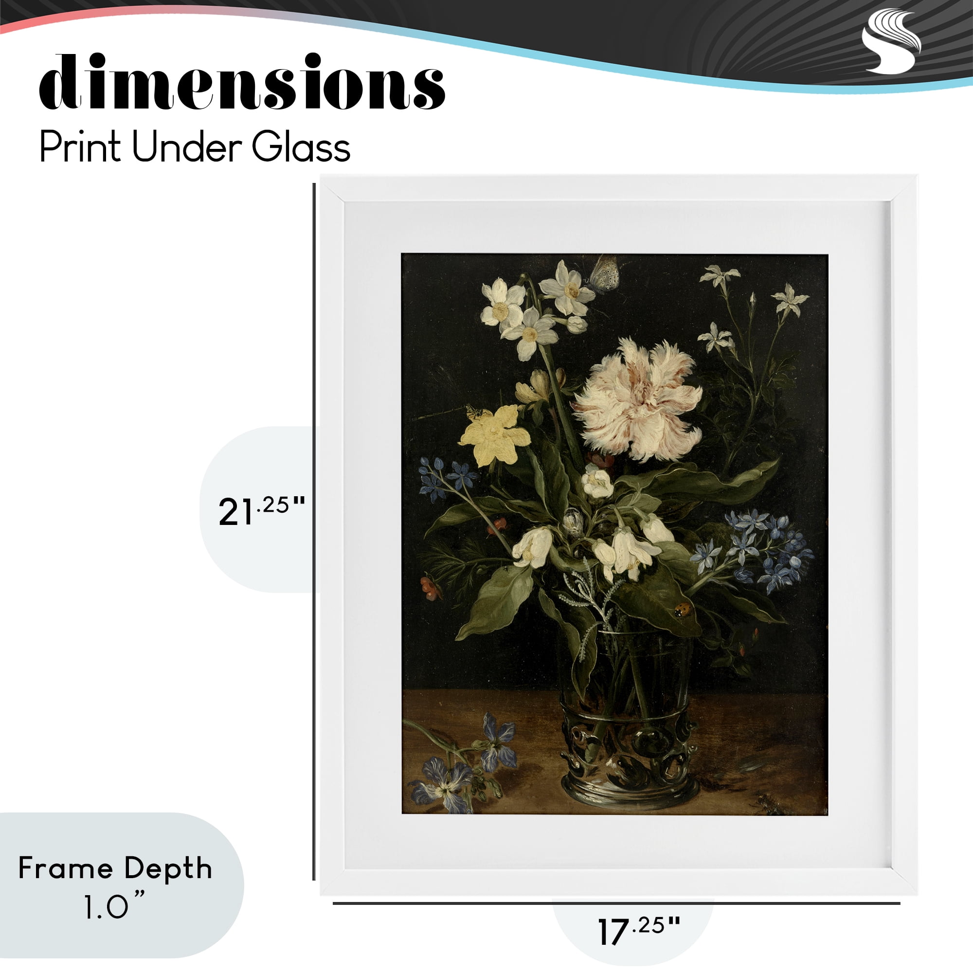 Stupell Industries Chrysanthemum & Flowers in Vase White Framed Print Under Glass, design by Vintage Hustle