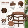thumbnail image 3 of Wood Picnic Table, Outdoor Round Picnic Table with Built-in Benches, Outside Table and Bench Set for Garden, Backyard, Porch, Patio, 3 of 8