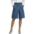 thumbnail image 2 of Women's Asymmetric Denim Shorts, Wrap Style Baggy Wide Leg Jorts, Distressed and Loose Fit Summer Casual Shorts for Streetwear and Going Out-Blue, 2 of 5