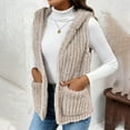 thumbnail image 6 of Bcresic Women's Fuzzy Fleece Vest Cropped Jackets with Hood Quilted Sleeveless Outwear Soft Cotton Vests Winter Warm Jacket Outerwear with Pockets Saving,Beige,Small, 6 of 6