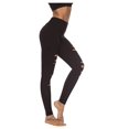 thumbnail image 2 of Leggings de entrenamiento de yoga para mujer, pantalones de yoga de cintura alta, corte rasgado, control de barriga, entrenamiento, correr, yoga, leggings ajustados, negro, 2 of 4