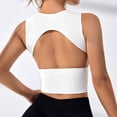 thumbnail image 4 of Leey-World Wireless Bras With Support and Lift Sports Bras for Women - High Neck Padded Crop Workout Tank Top with Built in Pads White,S, 4 of 4