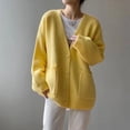 thumbnail image 2 of Suéter de cuello en V de un solo pecho de estilo coreano nuevo de primavera y otoño, chaqueta holgada de estilo Hong Kong de color puro que combina con todo, 2 of 5