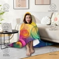 thumbnail image 4 of Wearable Blanket,Colorful Tie Dye Circular Spiral Pattern Hooded Wearable Flannel Blanket for Adults & Teens,Winter Poncho Shawl Wrap Cape Cozy Anti-Pill,50"x60", 4 of 5