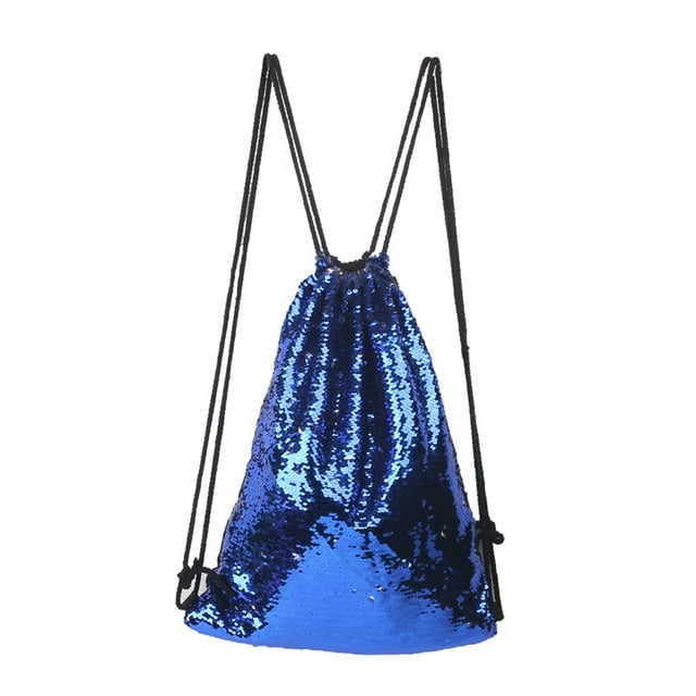 Wweixi Gym Sports Essential Mermaid Sequin Drawstring Bag Versatile Sport Bag Backpack sapphire silver