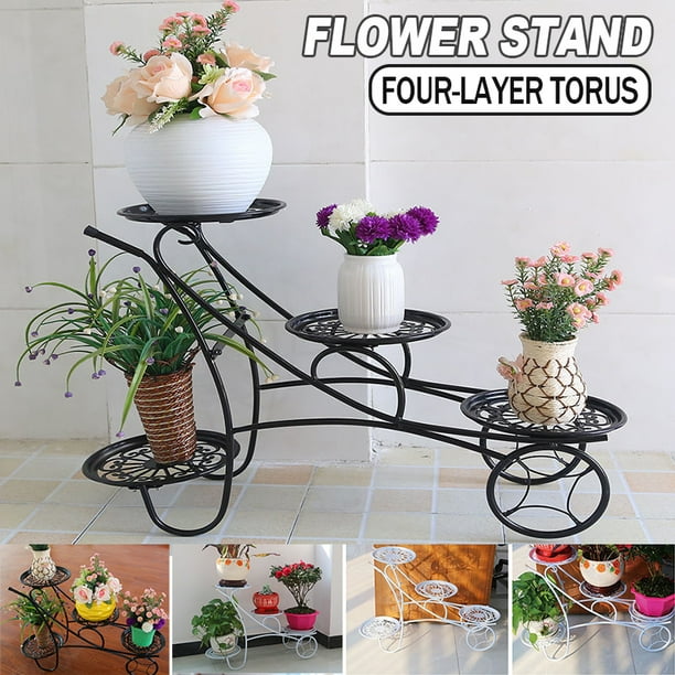 31 49 X9 44 X21 25 Metal Plant Flower Stand Garden Patio Pot Rack Modern Triangle Design Black White Com 31 49 X9 44 X21 25 Metal Plant Flower, Patio Plant Stands