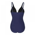 thumbnail image 3 of Tankini Bathing Suits for Women Ruched Front Twist V-Neck Swimsuits  Navy Blue S-2XL, 3 of 7