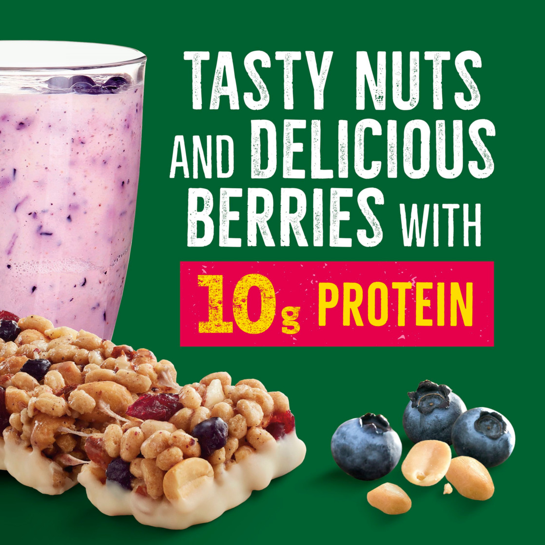 (12 pack) Nature Valley Protein Smoothie Chewy Snack Bars, Berry Blend Protein Bars, 5 Bars, 7.1 oz