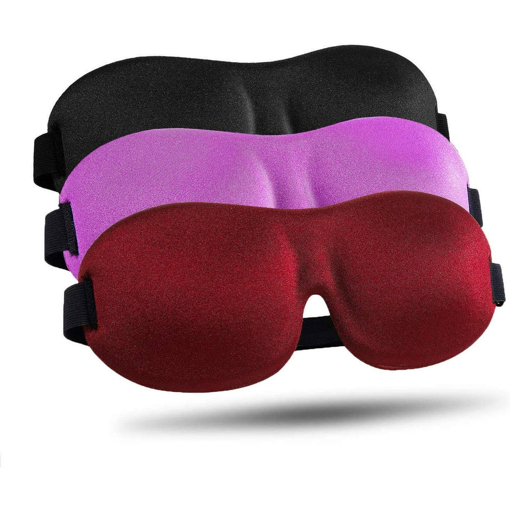 Sleep Mask 3 Pack, Upgraded 3D Contoured 100 Blackout Eye Mask for
