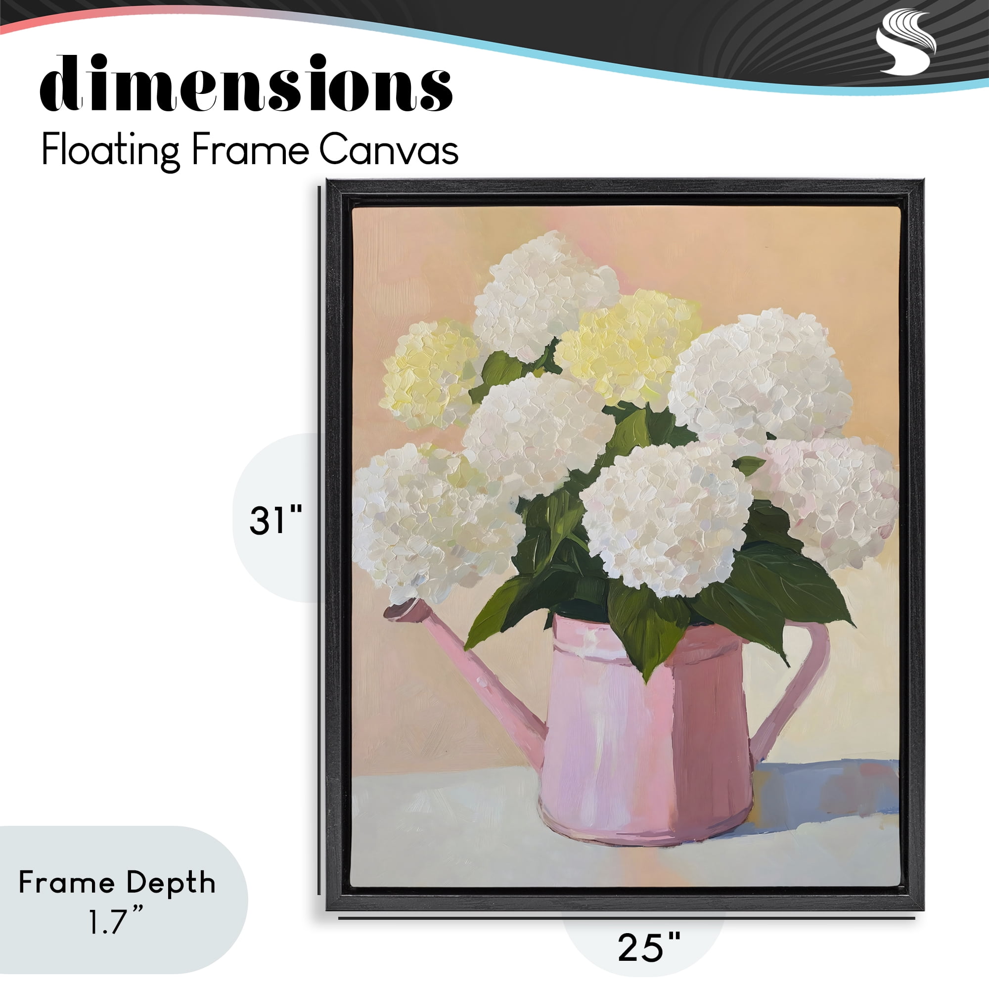 Stupell Industries Hydrangeas in Watering Can Black Framed Floater Canvas Wall Art, design by The Prints Vibe