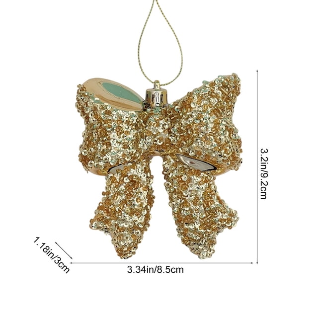 Adornos navideños, adornos navideños, regalos navideños, lazo navideño, adorno colgante para árbol, decoración para fiestas navideñas, accesorios navideños dorados hechos a mano, adorno de regalo, ado