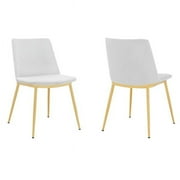 Messina Modern Leg Dining Room Chairs, White Velvet & Gold Metal - Set of 2