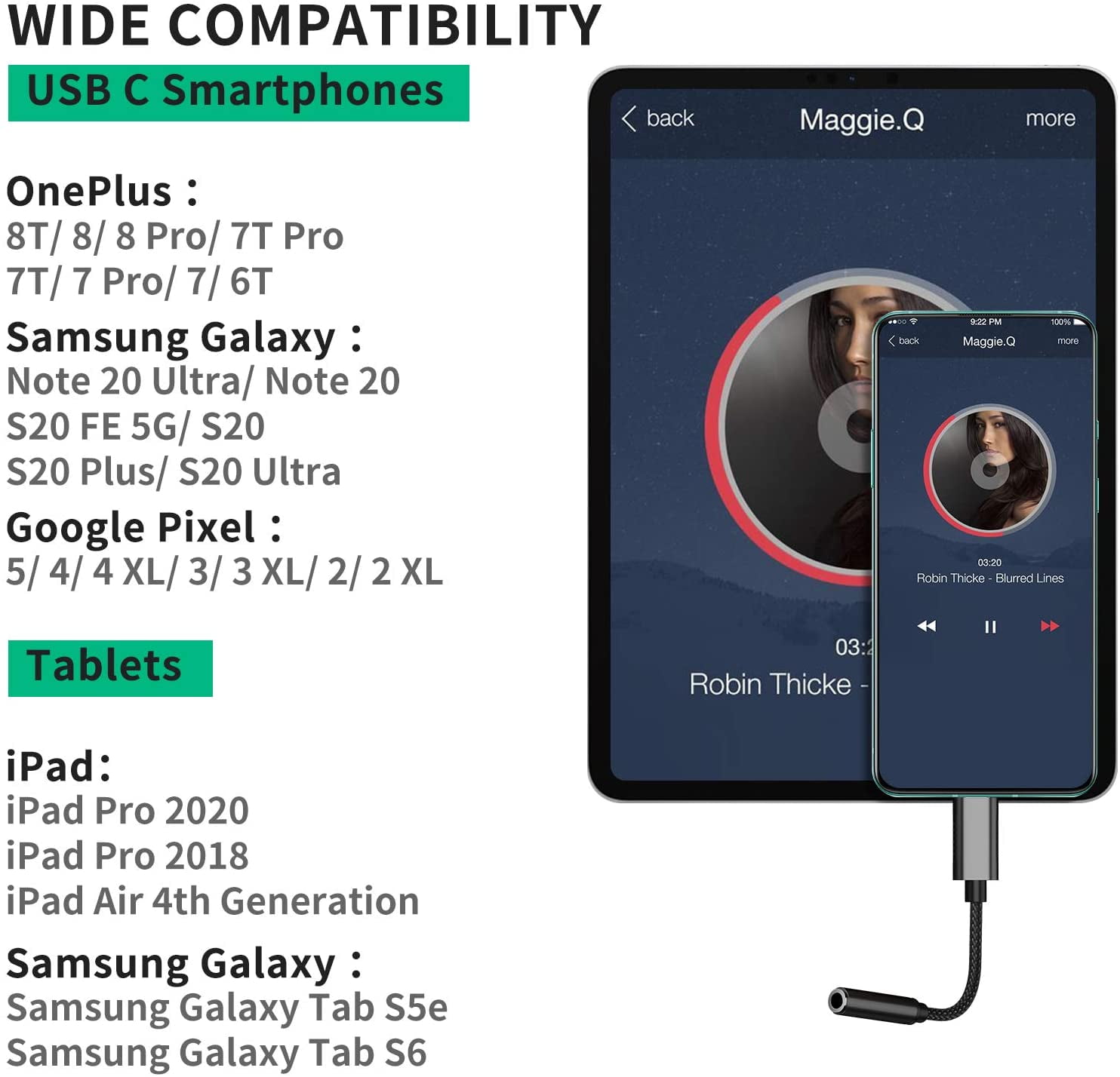 USB C to 3.5mm Audio Jack for Samsung 