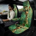 thumbnail image 2 of Xixirimido Breathable Car Seat Cover Set of 5 PU Leather Front Seats with Seat Belt & Console Covers Universal Fit Automotive Accessories, Giraffe Shamrock Green, 2 of 8