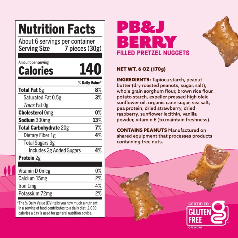 8 pack) Quinn PB&J Berry Filled Pretzel Nuggets, Gluten Free