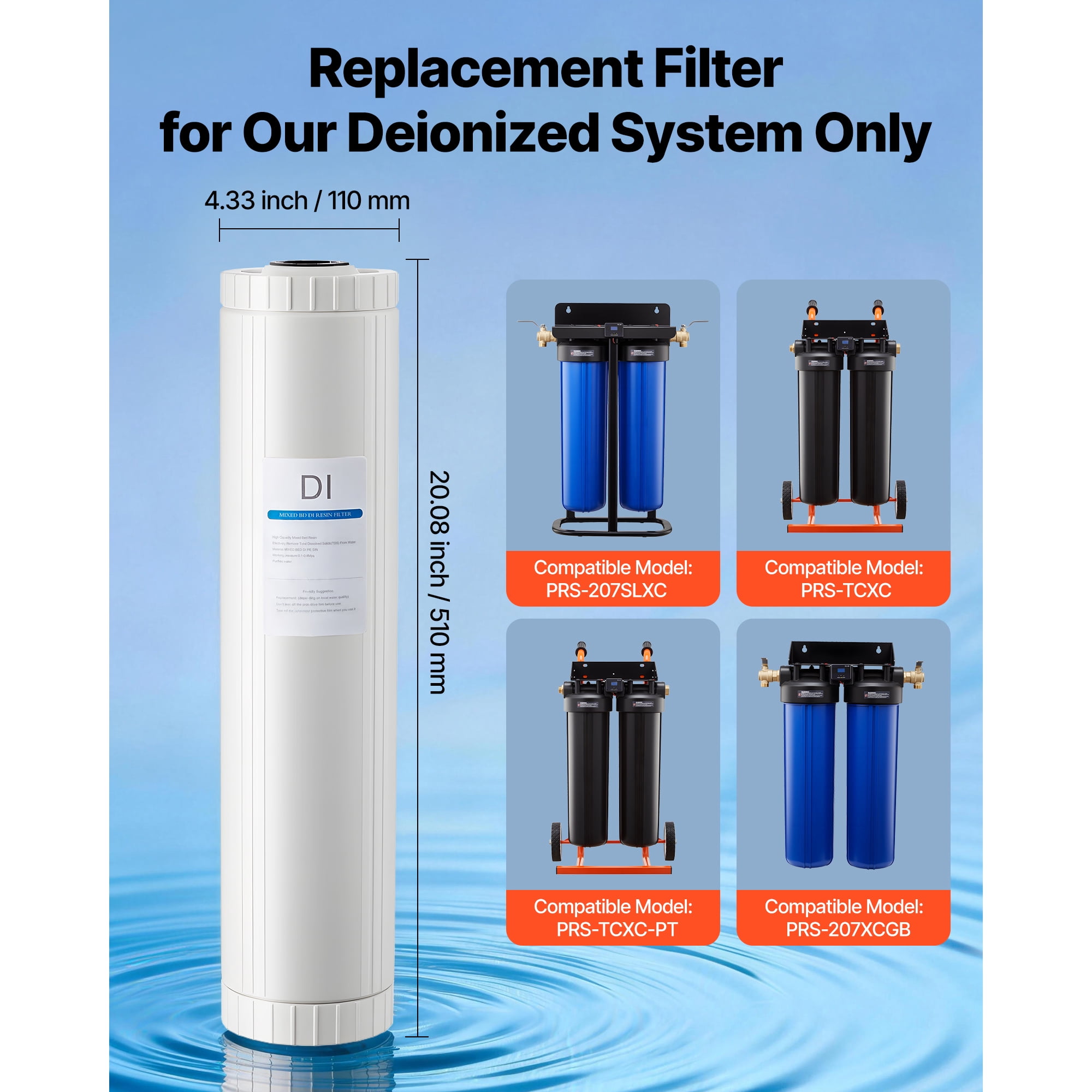 KFFKFF Deionized Filter for Spot-Free Car Wash System, 2 x 4L Mixed-Bed DI Resin Replacement - Compatible with PRS-207SLXC, PRS-TCXC, PRS-TCXC-PT, PRS-207XCGB Deionized Water Systems