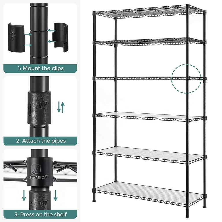 SONGMICS 6-Tier Metal Storage Shelves, Wire Shelving Unit