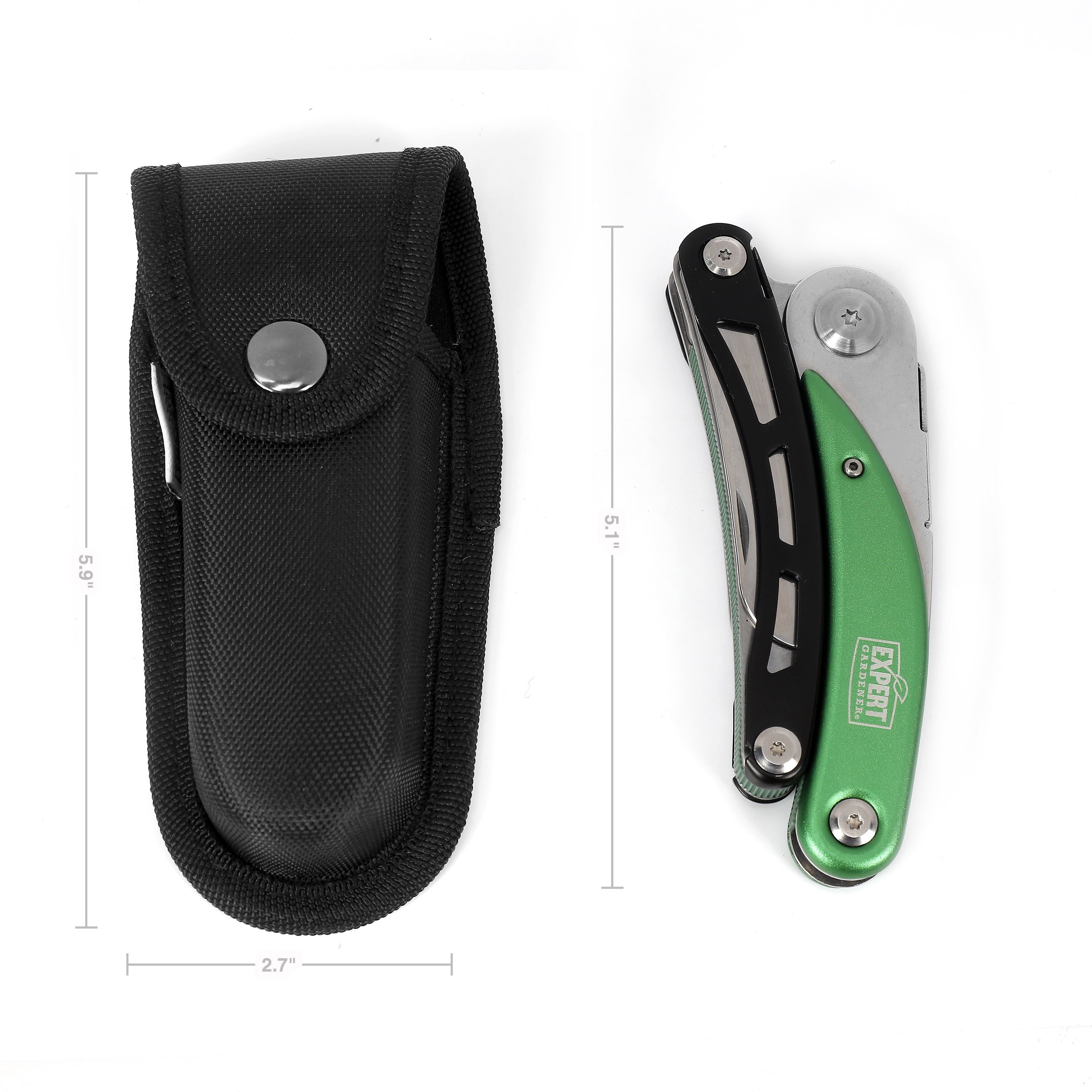 Expert Gardener 5-in-1 Folding Garden Multitool Pruner with Sheath
