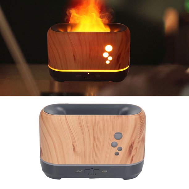 Humidificador 200 ml ANGGREK Difusor de aromaterapia enchufable Lámpara de llama LED ABS