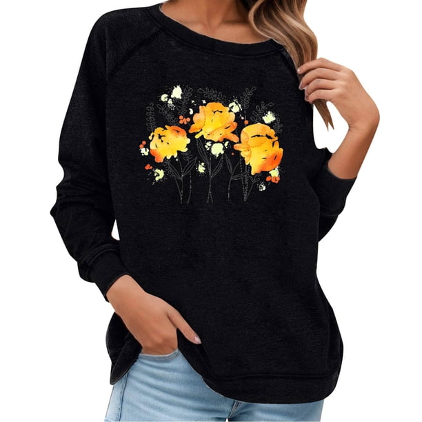 Gibobby Sudadera oversize mujer Linda sudadera de manga larga para adolescentes y mujer(Negro,M)