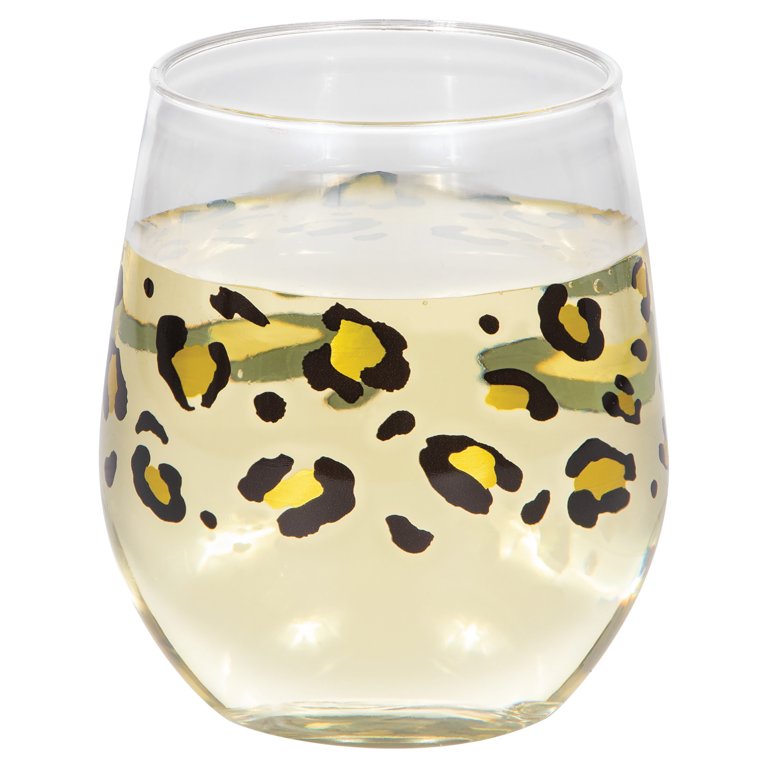 Party To Go Leopard 15oz Acrylic Stemless Wine Glass | Set of 2