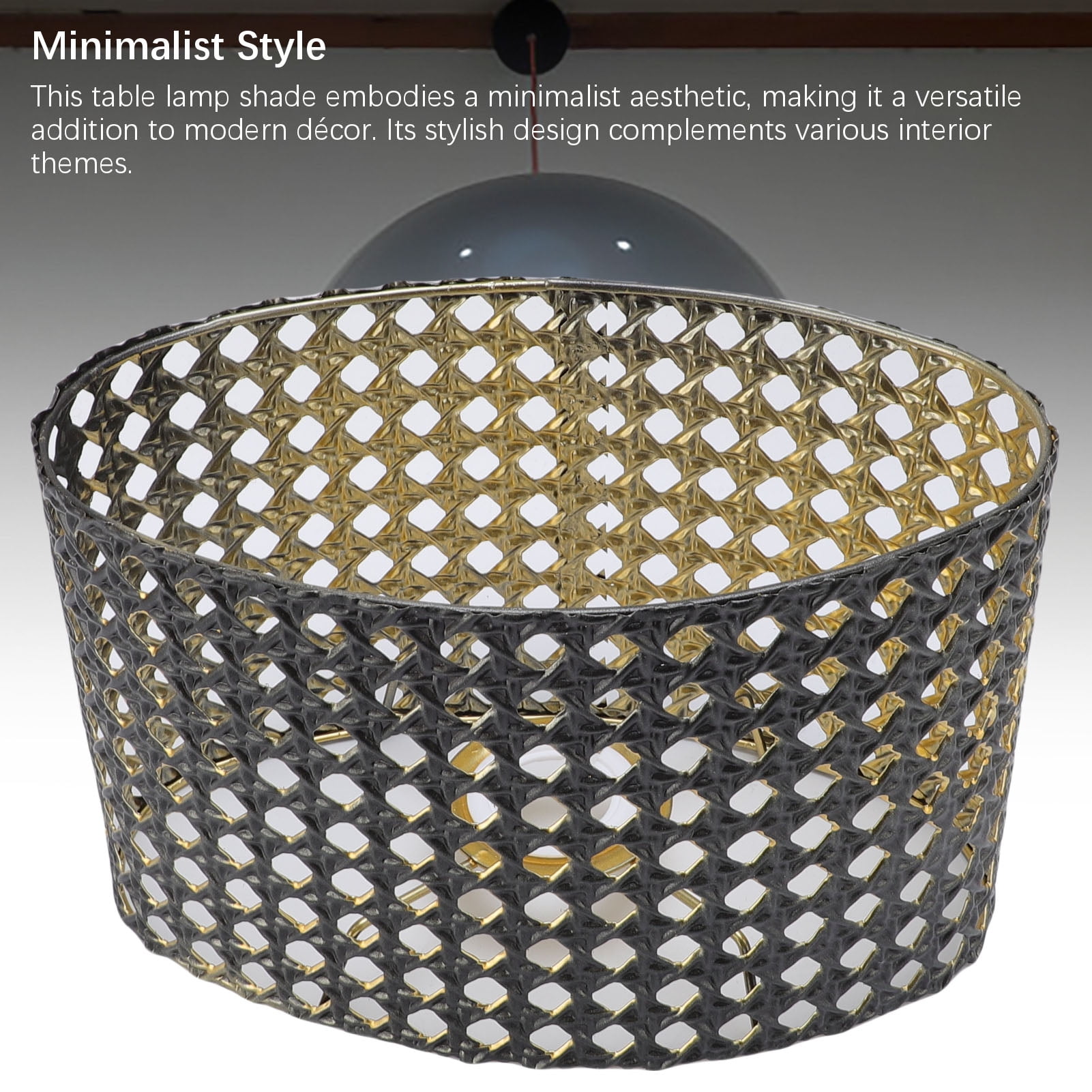 NFTIGB Oval Shaped Metal Hollow Out Lamp Shade for Table and Floor Lamps, Decorative Iron Cover with Polygon Square Hole Design, Compatible with E14 and E27 Fitters, Black (9.1 x 4.9 x 5.5 inches)