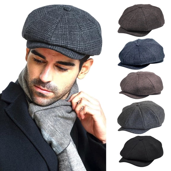 VeFlora Retro Men’s Classic Newsboy Hat Blend Wool Vintage Flat Ivy Cabbie Cap Boyfriend Gifts(Dark Gray/XL)