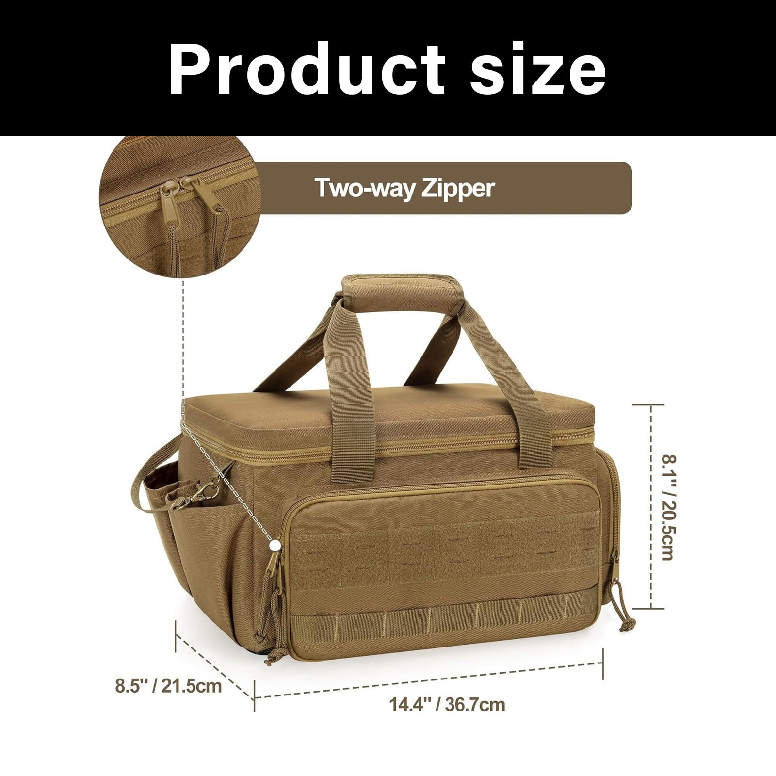 Padded Handle Tool Carry Bag With Wide Opening And Two Way Zippered Access Work Organiser with Elastic Bands