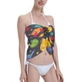 thumbnail image 4 of Geaub Dinosaurs in Space Women's Short Wrap Skirt, Beach Sun Protection Shawl, Swimsuit Bra, Swimwear Tunic, 4 of 7