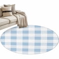 thumbnail image 2 of 3.3ft Round Rug, Blue Checkered Non-Skid Rubber Backing Large Area Rugs - Living Room Bedroom Home Office, Blue White Buffalo Plaid Indoor Floor Mat Carpets Washable Rug, 2 of 9