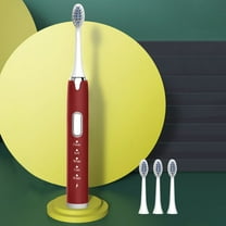 ZFYXGS Electric Toothbrush for Adults, 4 Brush Heads, Red, IPX7 Waterpoorf