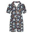 thumbnail image 6 of Feancey Pjs Shorts Sets for Women Halloween Ghost Bat Print Pajama 2 Piece Set Short Sleeve Button Down Sleepwear with Shorts Lounge Outfits Navy M, 6 of 7
