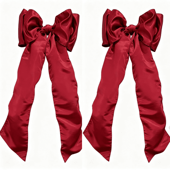 Christmas Decorations Indoor, Burgundy Jumbo Satin Christmas Tree Topper Bow, 22"x56", 4.6 Ft Giant Bows for Christmas Tree Window Wall Mantle, Indoor Home Room Party Valentines Xmas Decoration(2pcs)