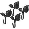 thumbnail image 2 of Gancho de pared Haust de 4 piezas con diseño de hojas, de hierro forjado, rústico, decorativo, de metal, 2 of 6