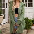 thumbnail image 2 of UYISJ Womens Chunky Cable Knit Long Cardigan Warm Open Front Sweaters Hooded Knitted Sweater Button Down Outerwear Coats Green S, 2 of 5