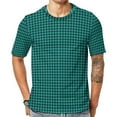 thumbnail image 2 of T Shirt For Men Green Black Houndstooth Small Pattern Trendy Cool Short-Sleeve Graphic Tops Dropship, 2 of 7
