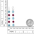 thumbnail image 2 of Gem Stone King 10.00 Ct Round Swiss Blue Topaz Red Created Ruby 925 Sterling Silver Earrings, 2 of 2