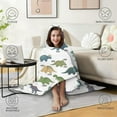 thumbnail image 4 of Wearable Blanket,White Cartoon Dinosaurs Names Pattern Hooded Wearable Flannel Blanket for Adults & Teens with Buckle,Winter Poncho Shawl Wrap Cape,50"x60", 4 of 5