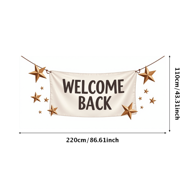 Bannière de Bienvenue Décorative Étoiles Tourbillons Design Toile de Fond Célébration Parfait Fournitures de Fête Décorations de Réception Accessoires de Photographie pour Événements de Bureau