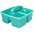thumbnail image 2 of Storex 3-Compartment Small Caddy – Multipurpose Classroom Organizer with Handle, Aquamarine, 6-Pack (00952A06C), 2 of 5