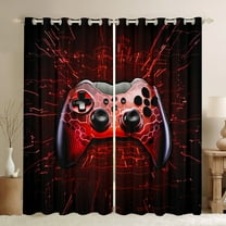 jejeloiu Kids Gamepad Controller Blackout Curtains,Teen Video Game Curtains Pack of 2 (38x45 Each),Red Gamepad Window Curtains For Boys Girls,Super Cozy Bedroom Decoration