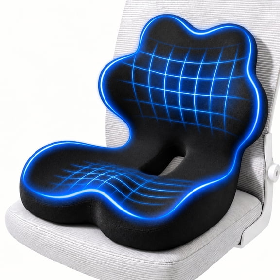 INSMART Ergonomic Seat Cushion with Lumbar Support, Memory Foam Cushion for Office and Car Chair, Black