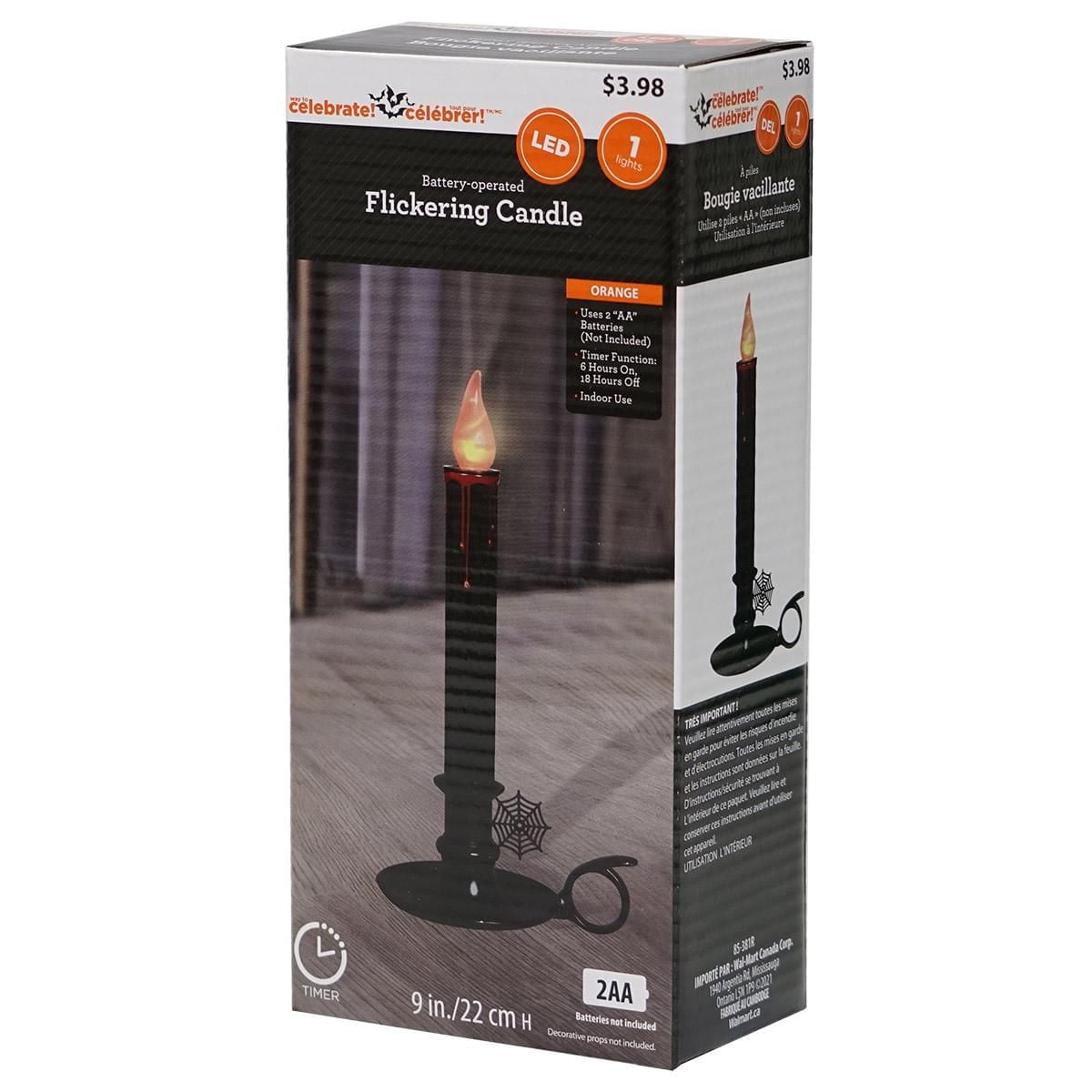 Way to Celebrate Battery-Operated LED Flickering Candle, in Candle Holder and Dripping Blood