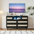 thumbnail image 3 of Bingirl Bedroom Modern Rattan Dresser with 6 Drawers, LED Feature and Charging Station, 3 of 8